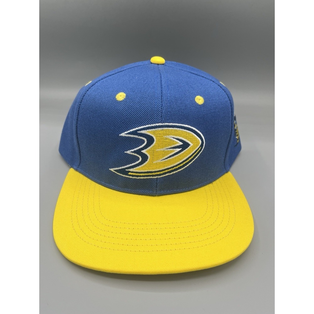 Sixth Man Promotions Anaheim Ducks NHL Hockey Snapback Hat Blue And Yellow READ